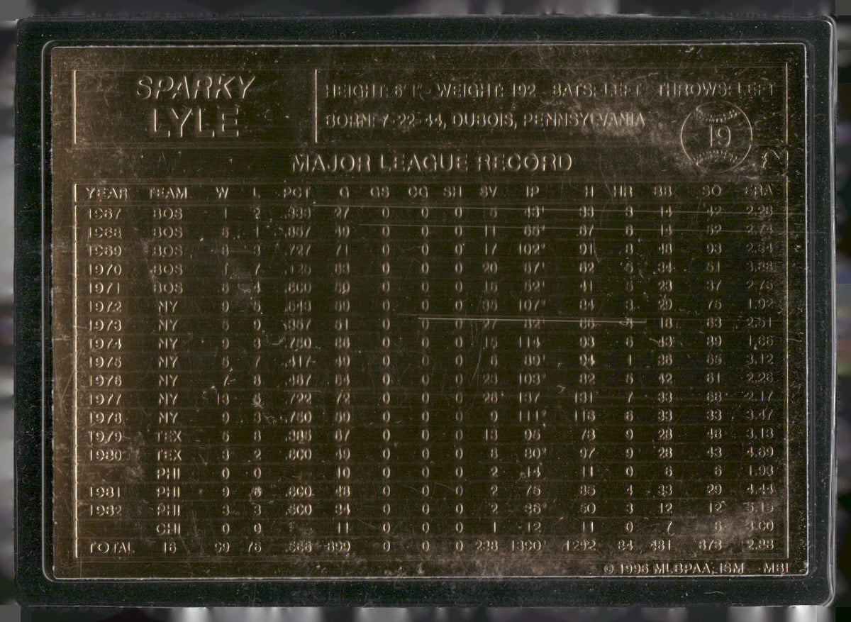 1996-03 Danbury Mint #19 Sparky Lyle