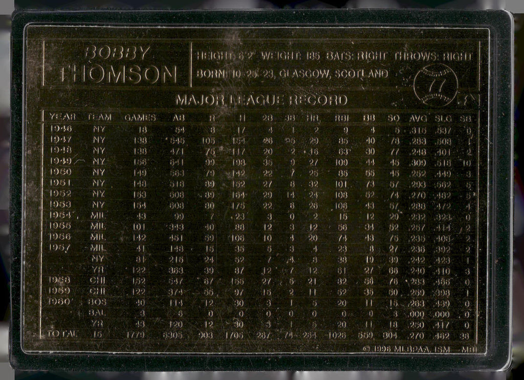 1996-03 Danbury Mint #77 Bobby Thomson