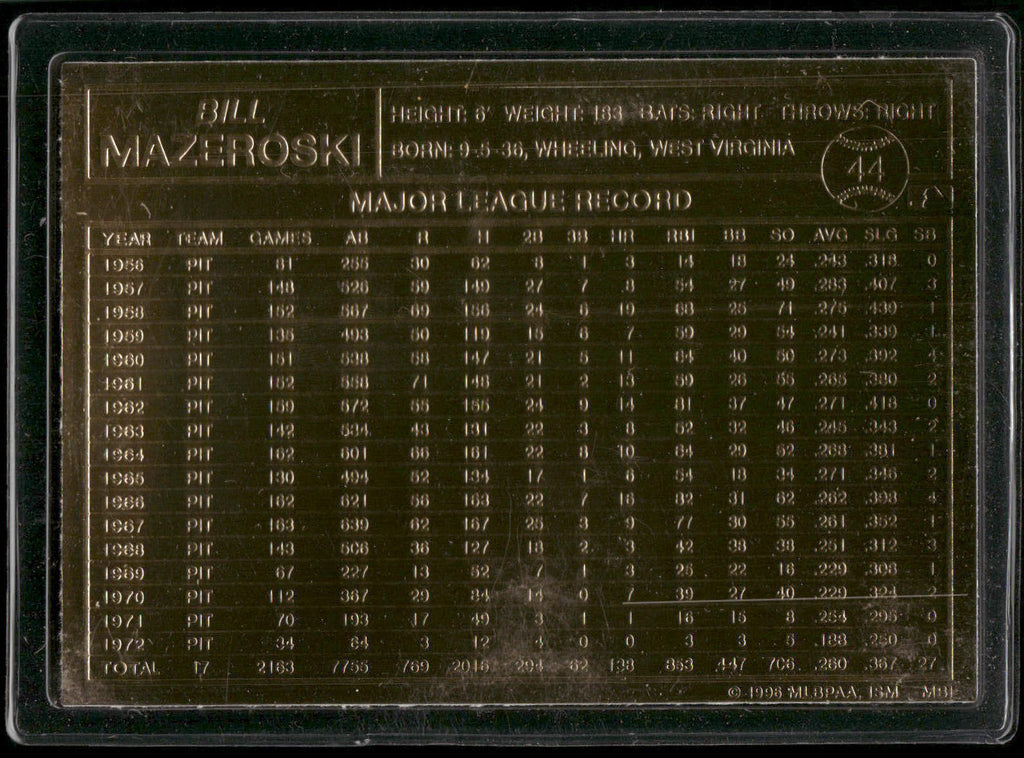 1996-03 Danbury Mint #44 Bill Mazeroski