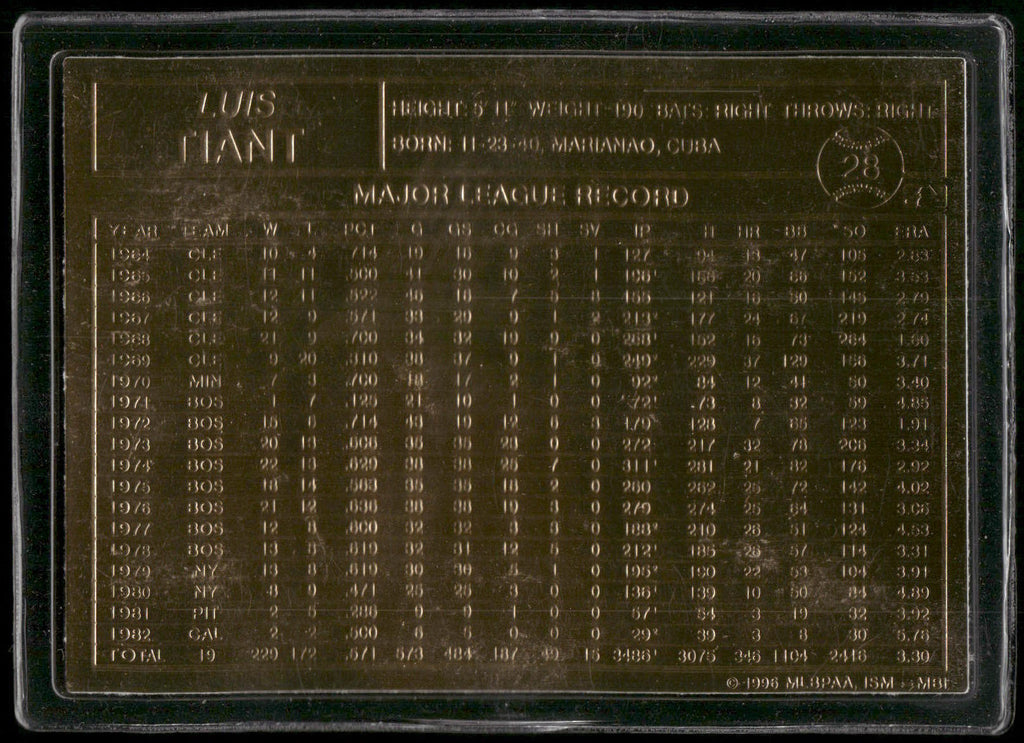 1996-03 Danbury Mint #28 Luis Tiant
