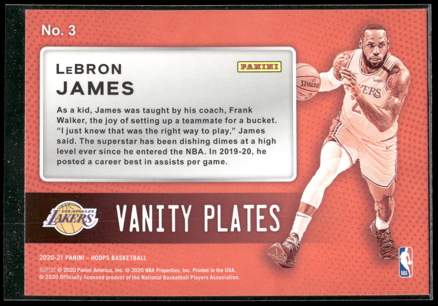 2020-21 Hoops #3 LeBron James Vanity Plates