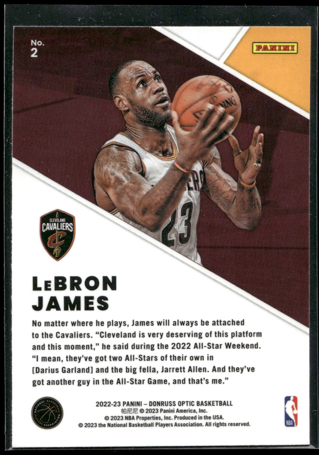 2022-23 Donruss Optic #2 LeBron James Winner Stays