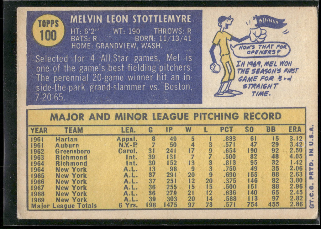 1970 Topps #100 Mel Stottlemyre