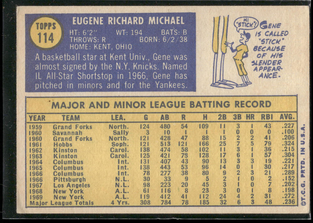 1970 Topps #114 Gene Michael