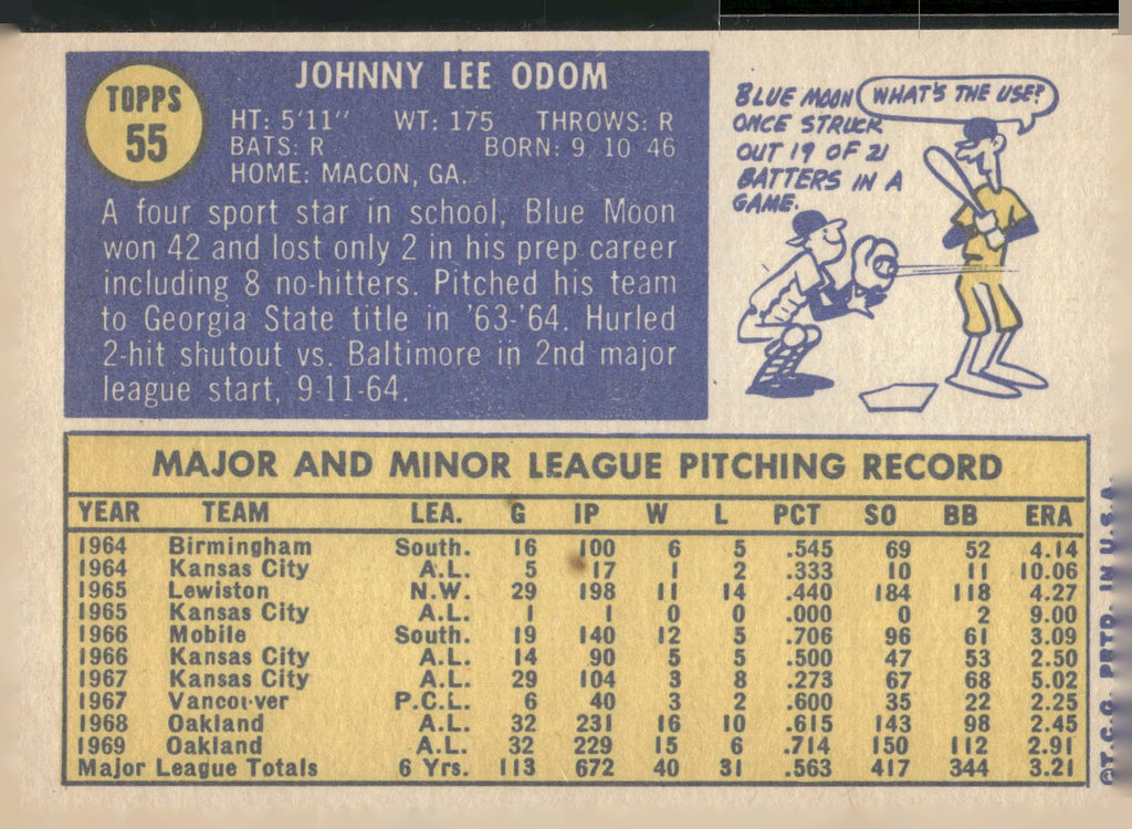 1970 Topps #55 John Odom