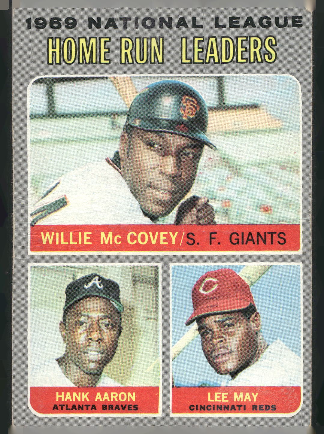 1970 Topps #65 1969 National League Home Run Leaders McCovey Hank Aaron May