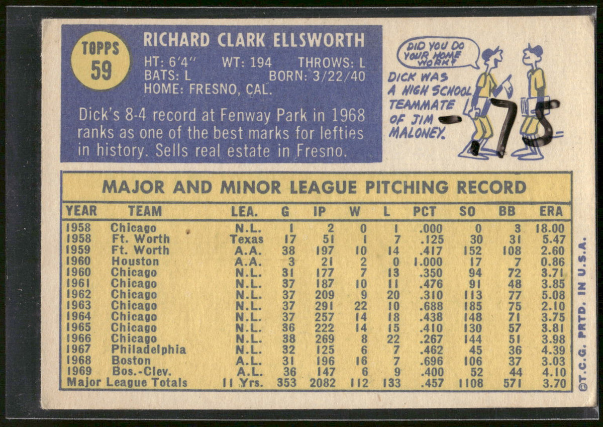 1970 Topps #59 Dick Ellsworth