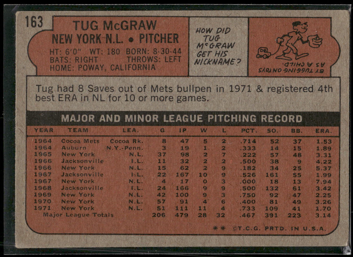 1972 Topps #163 Tug McGraw
