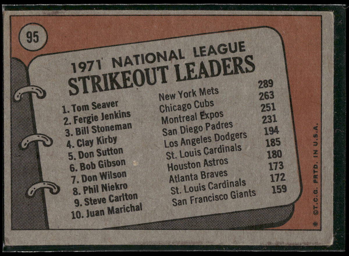 1972 Topps #95 Tom Seaver / Fergie Jenkins / Bill Stoneman)