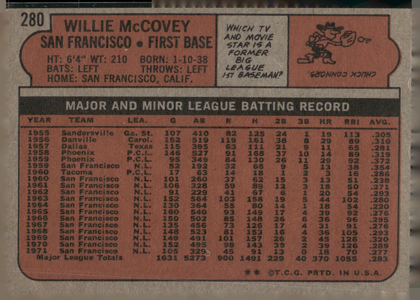 1972 Topps #280 Willie McCovey