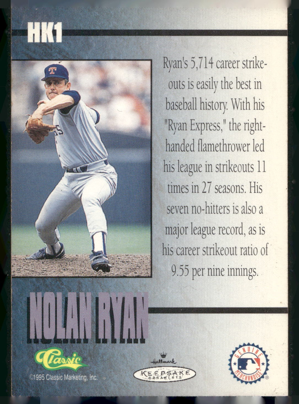 1996-97 Hallmark Keepsake Ornament Cards #HK1 Nolan Ryan