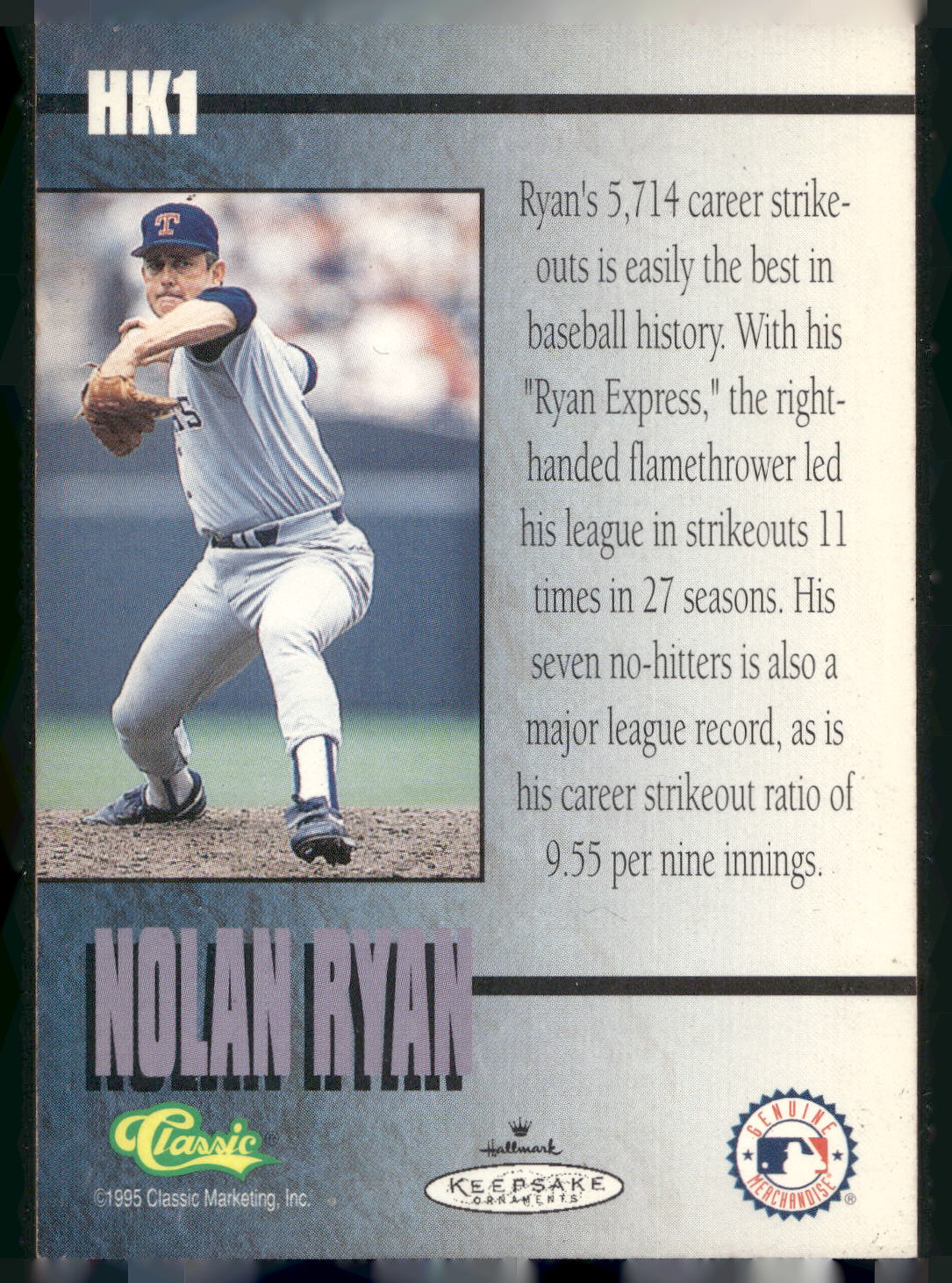 1996-97 Hallmark Keepsake Ornament Cards #HK1 Nolan Ryan
