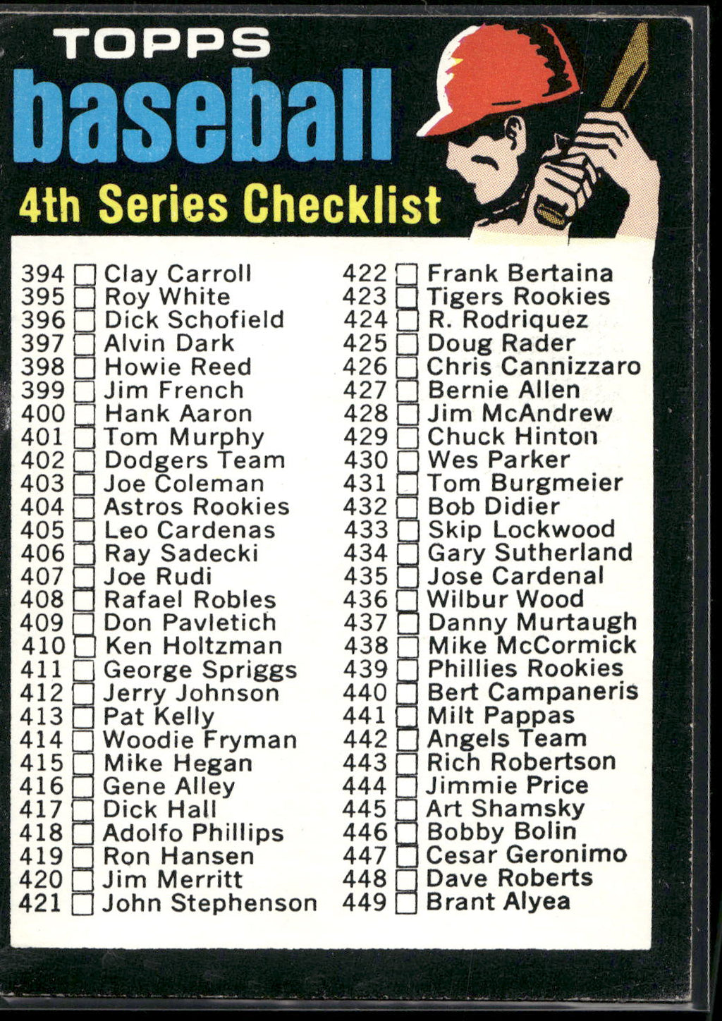 1971 Topps #369a Checklist: 394-523