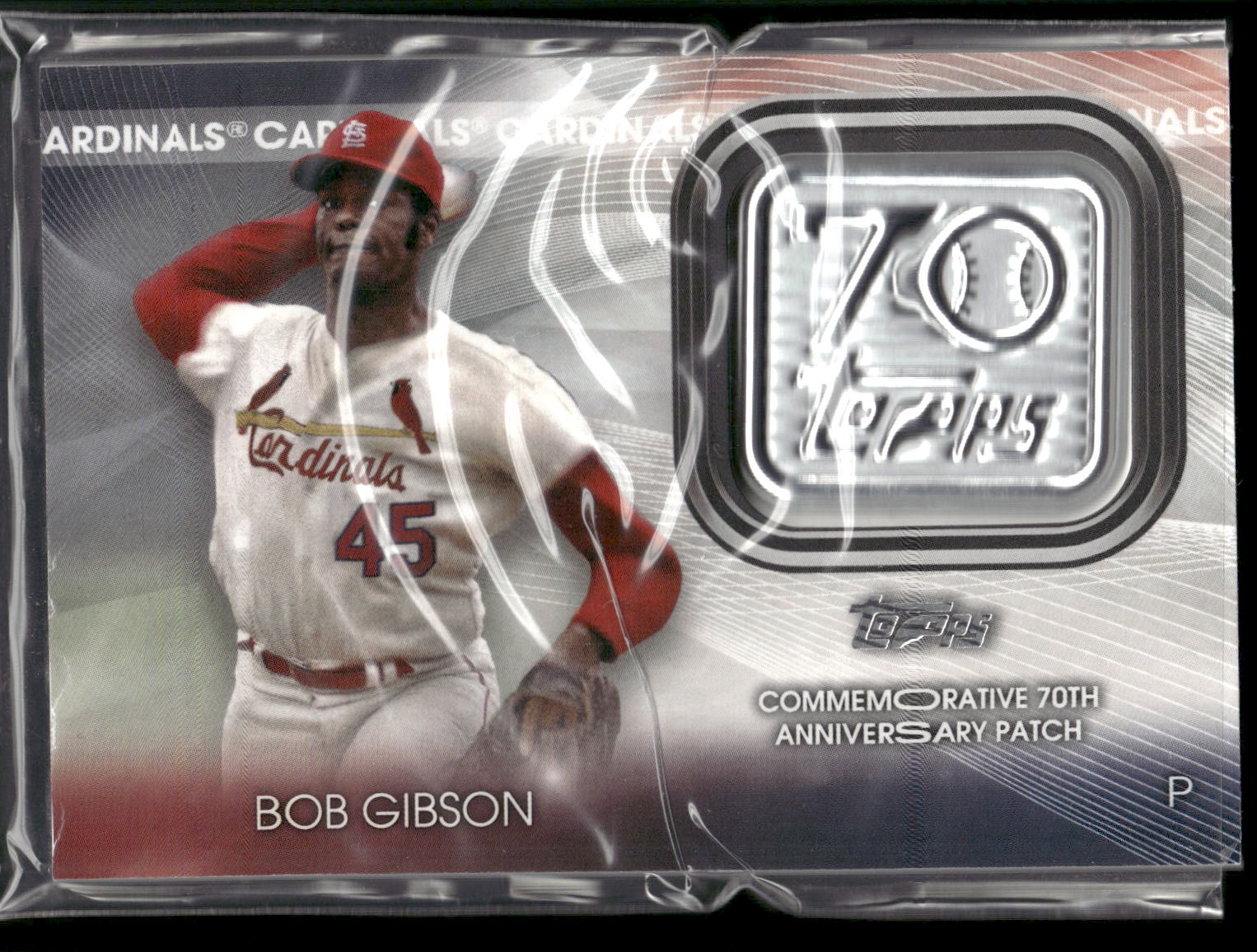 2021 Topps #70LP-BG Bob Gibson 70th Anniversary Logo Patch (Series 1)