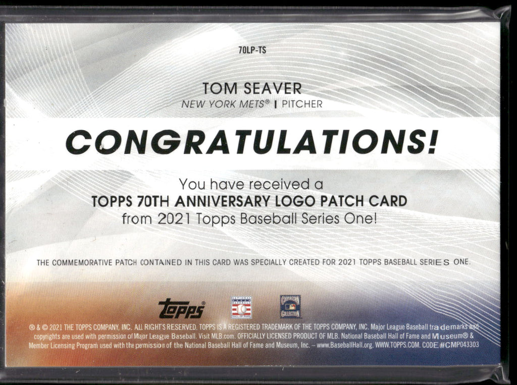 2021 Topps #70LP-TS Tom Seaver 70th Anniversary Logo Patch (Series 1)