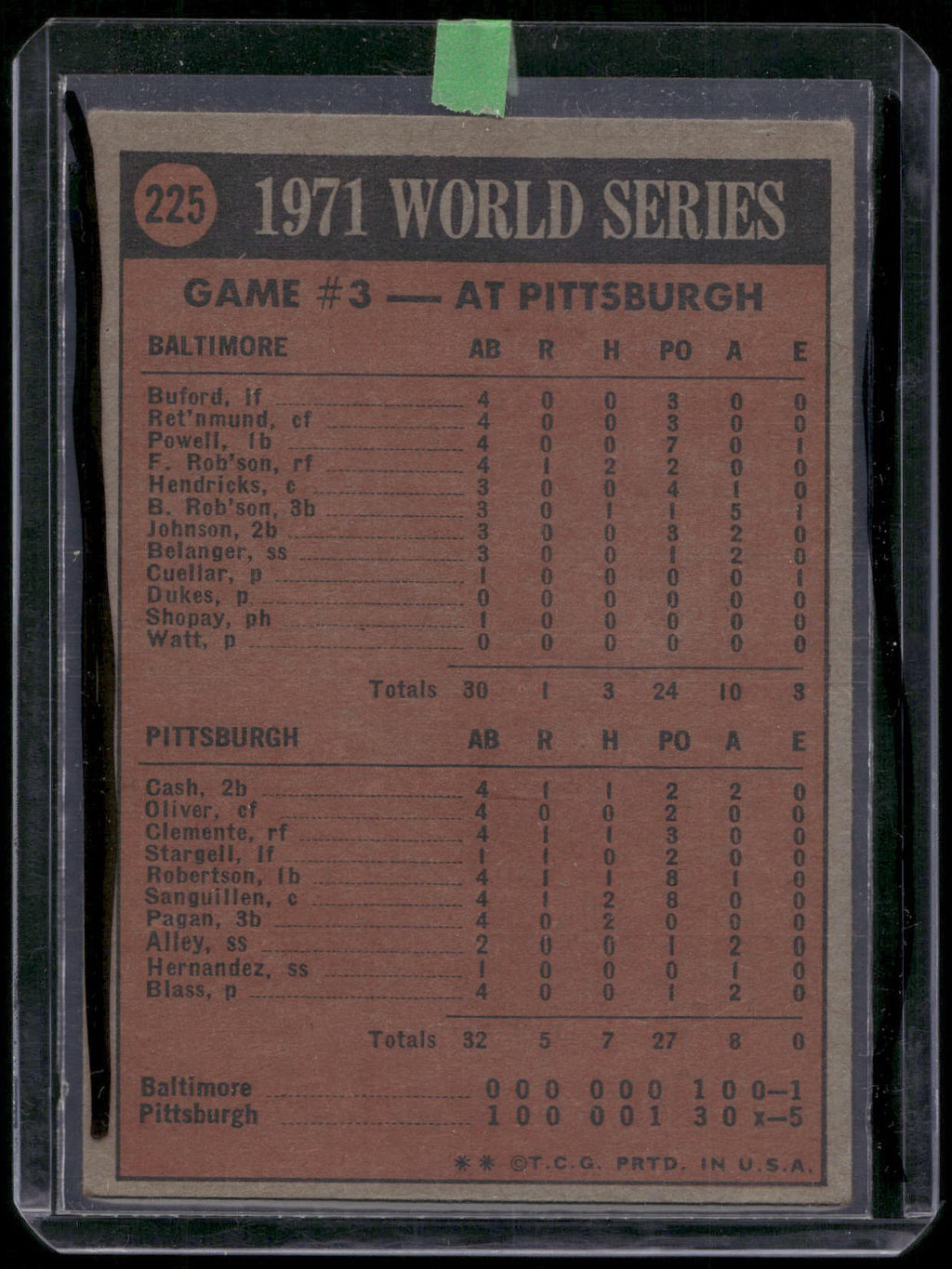 1972 Topps #225 1971 World Series Game No. 3
