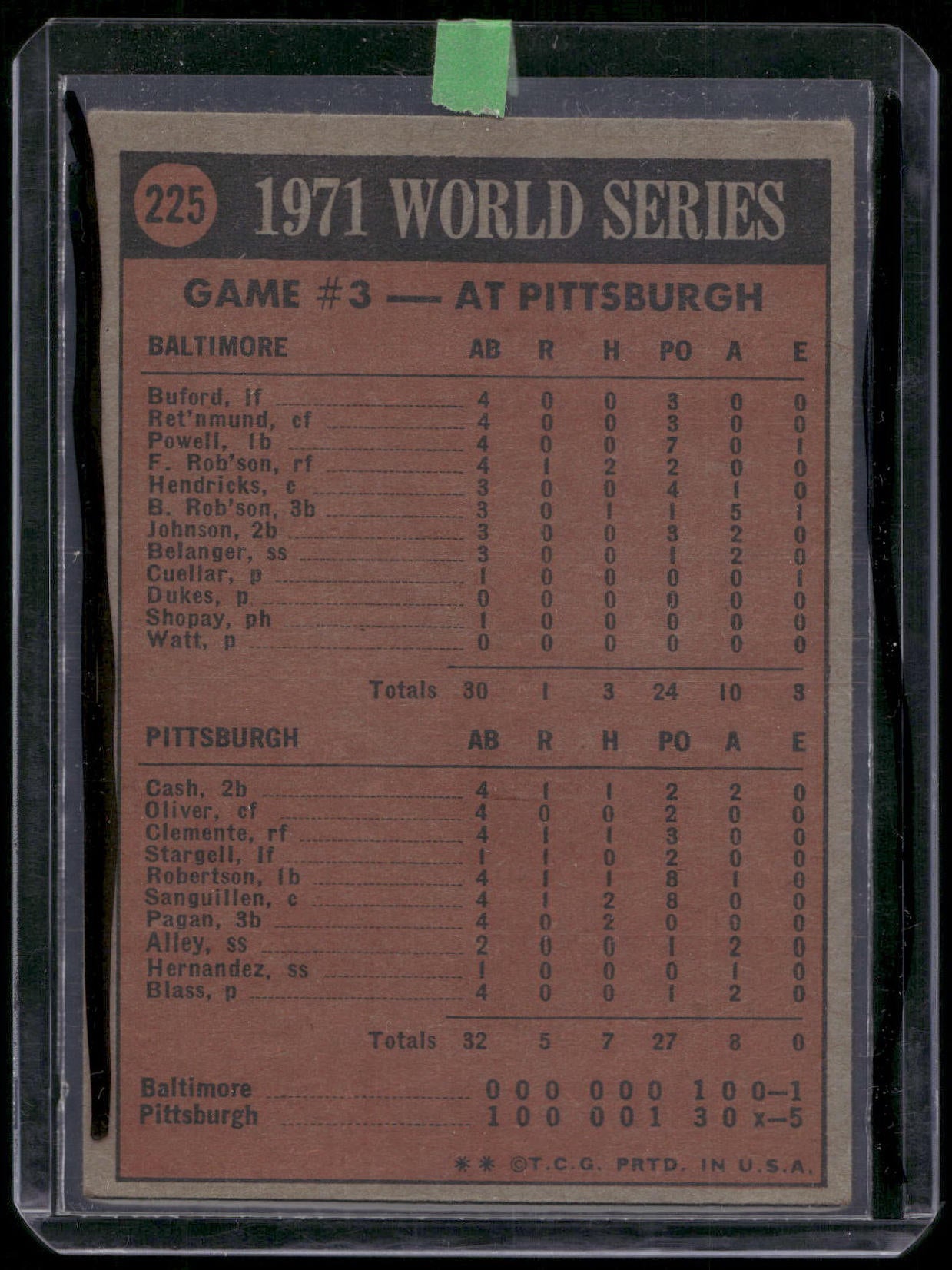 1972 Topps #225 1971 World Series Game No. 3