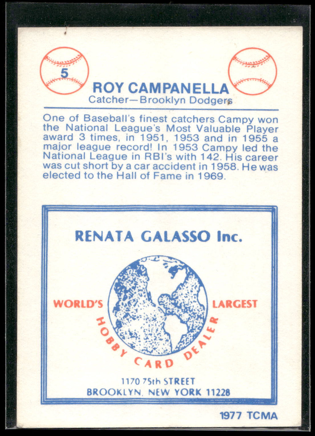 1975 TCMA All Time Brooklyn / Los Angeles Dodgers #NNO Roy Campanella