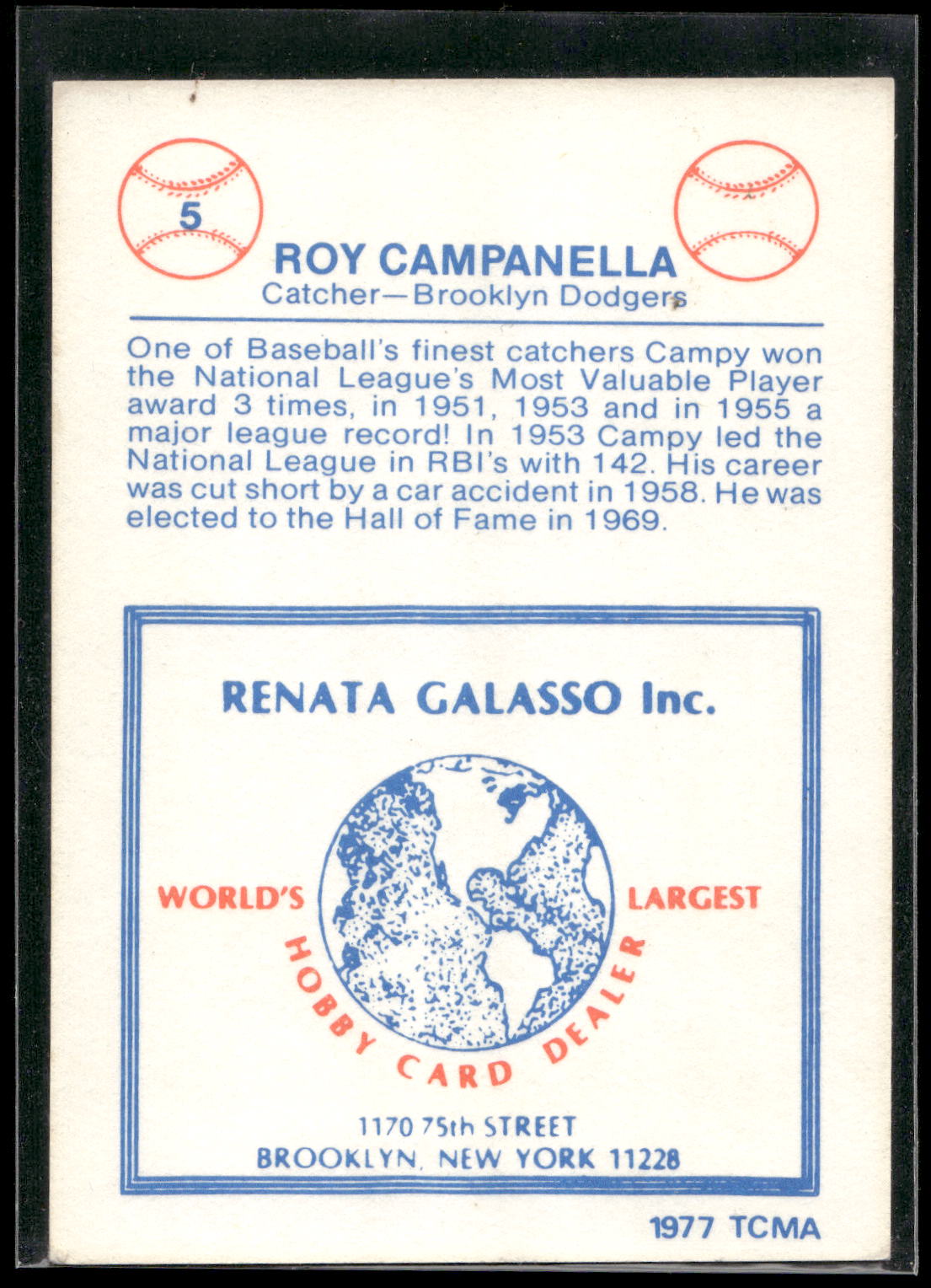 1975 TCMA All Time Brooklyn / Los Angeles Dodgers #NNO Roy Campanella