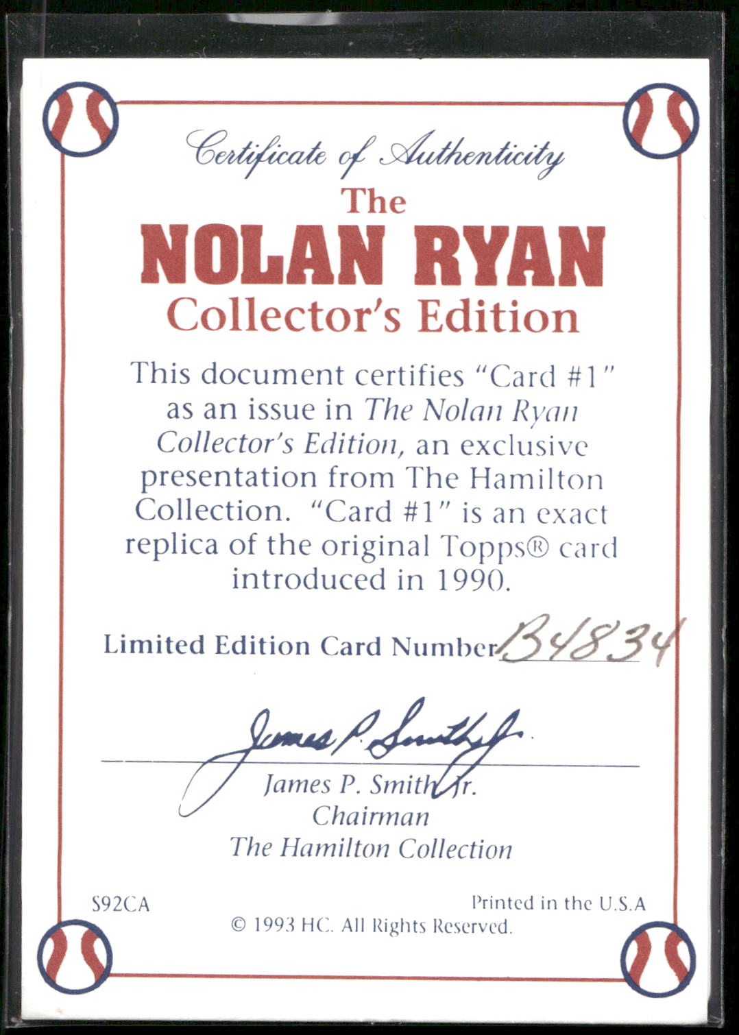 1993 R&N China Topps Nolan Ryan #1 Nolan Ryan #/5000