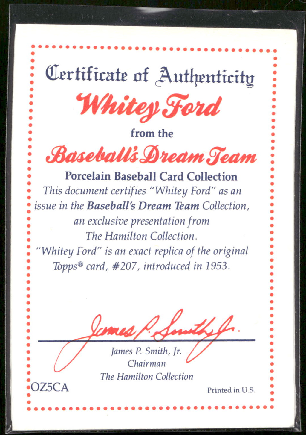 1990 R&N China Baseball's Dream Team #207 Whitey Ford