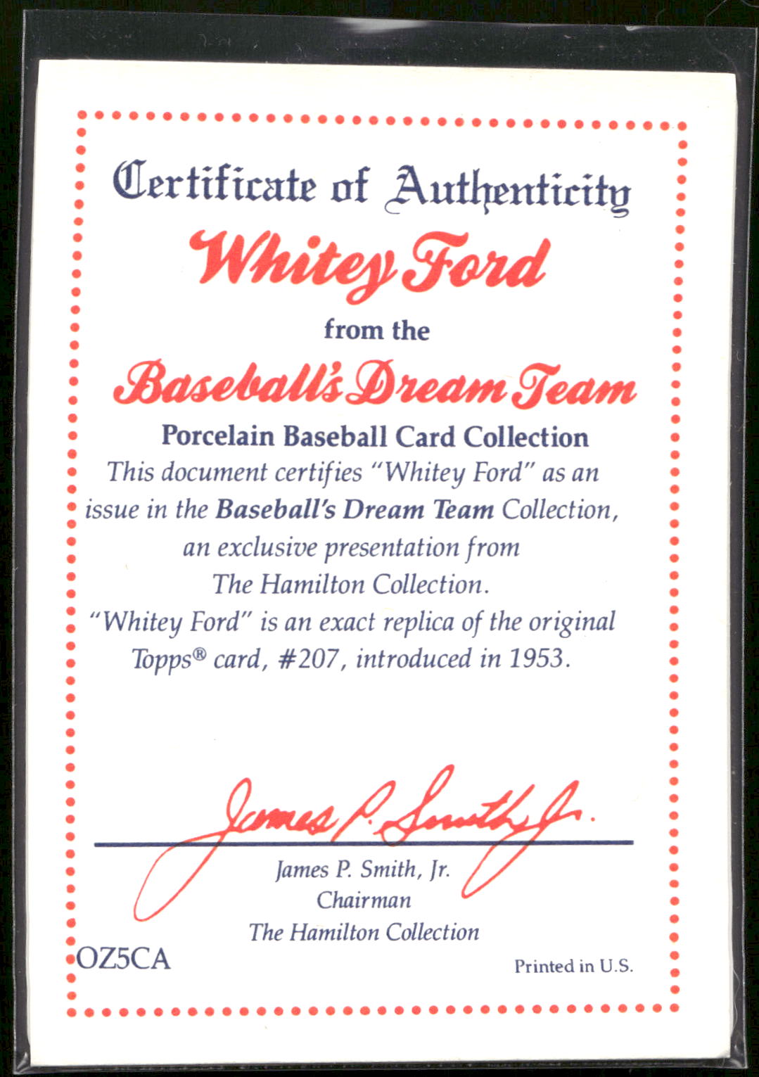 1990 R&N China Baseball's Dream Team #207 Whitey Ford