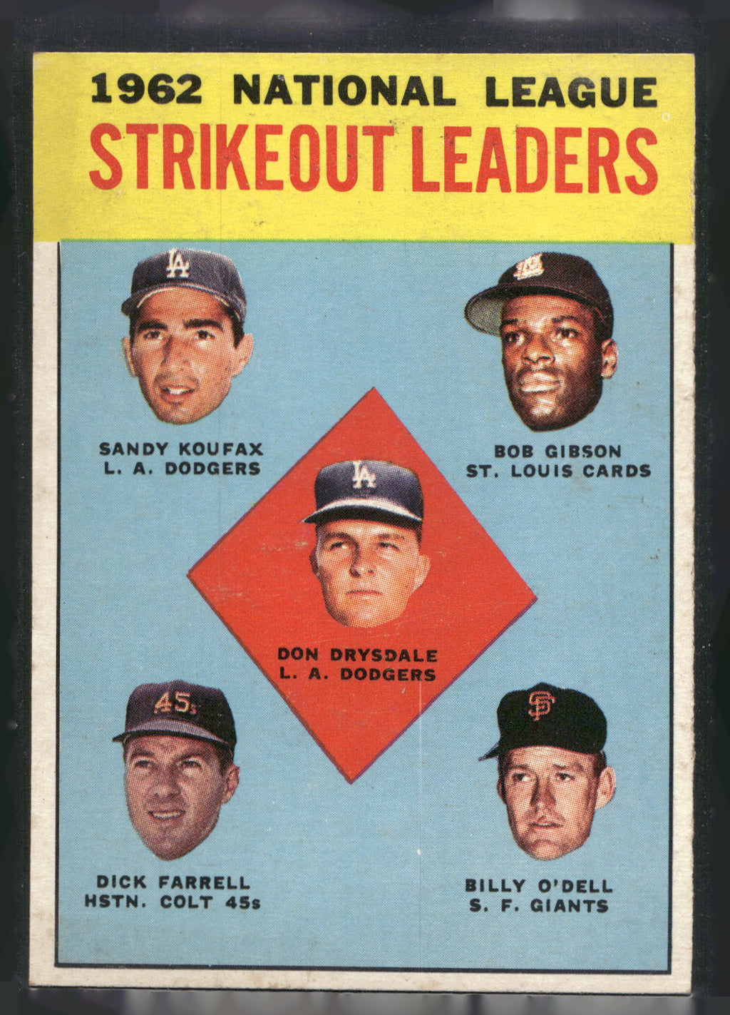 1963 Topps #9 (Don Drysdale / Sandy Koufax / Bob Gibson /