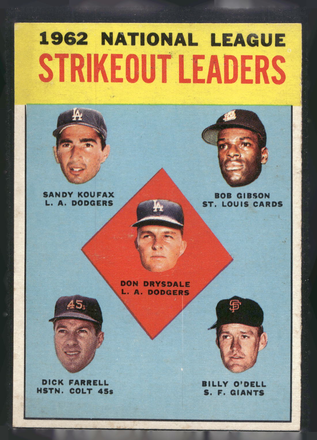 1963 Topps #9 (Don Drysdale / Sandy Koufax / Bob Gibson /
