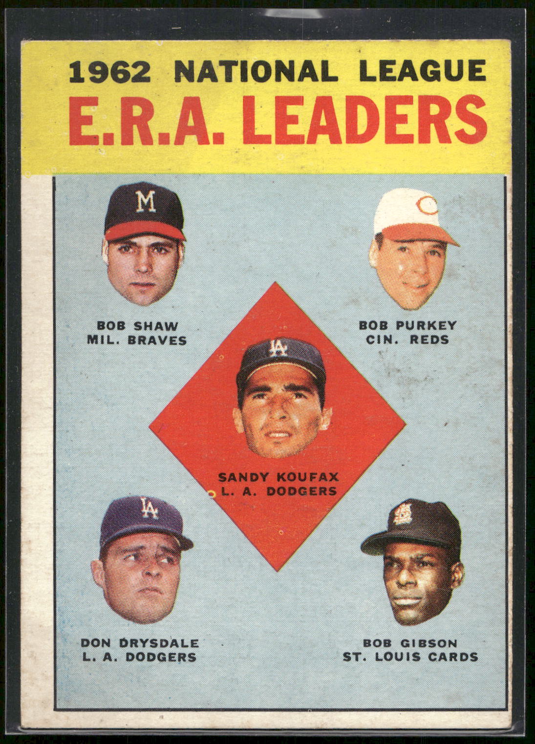 1963 Topps #5 Sandy Koufax / Bob Shaw / Bob Purkey / Don Drysdale / Bob Gibson)