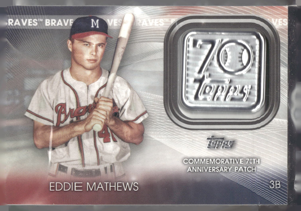 2021 Topps #70LP-EM Eddie Mathews 70th Anniversary Logo Patch (Series 1)