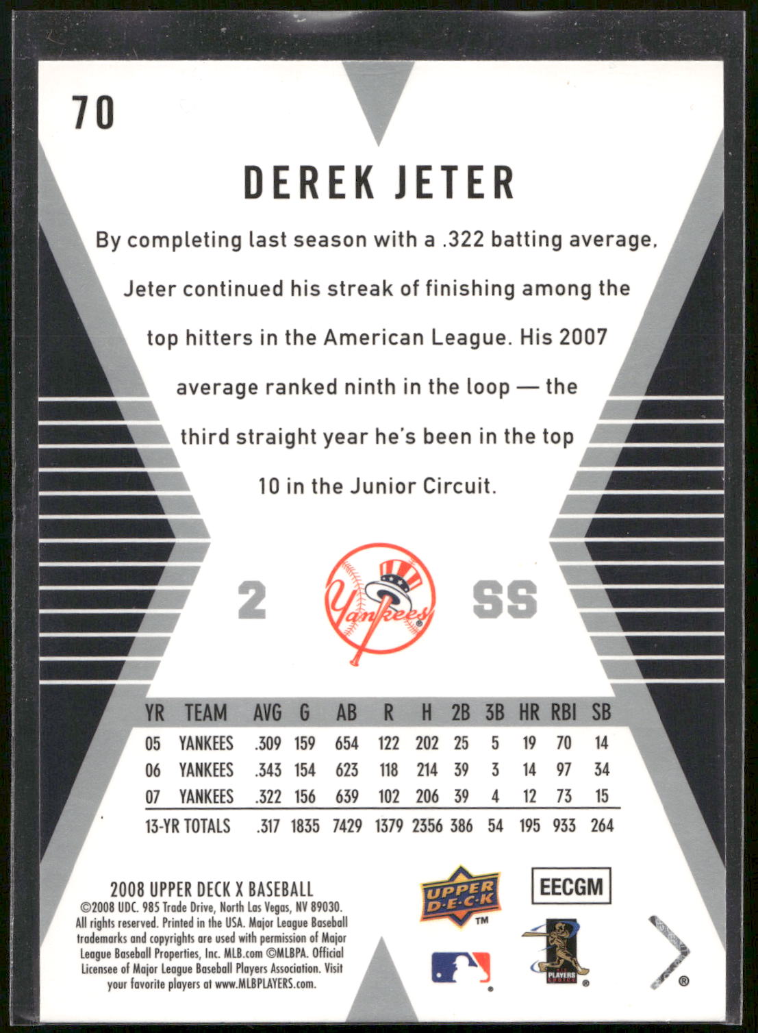 2008 Upper Deck X #70 Derek Jeter