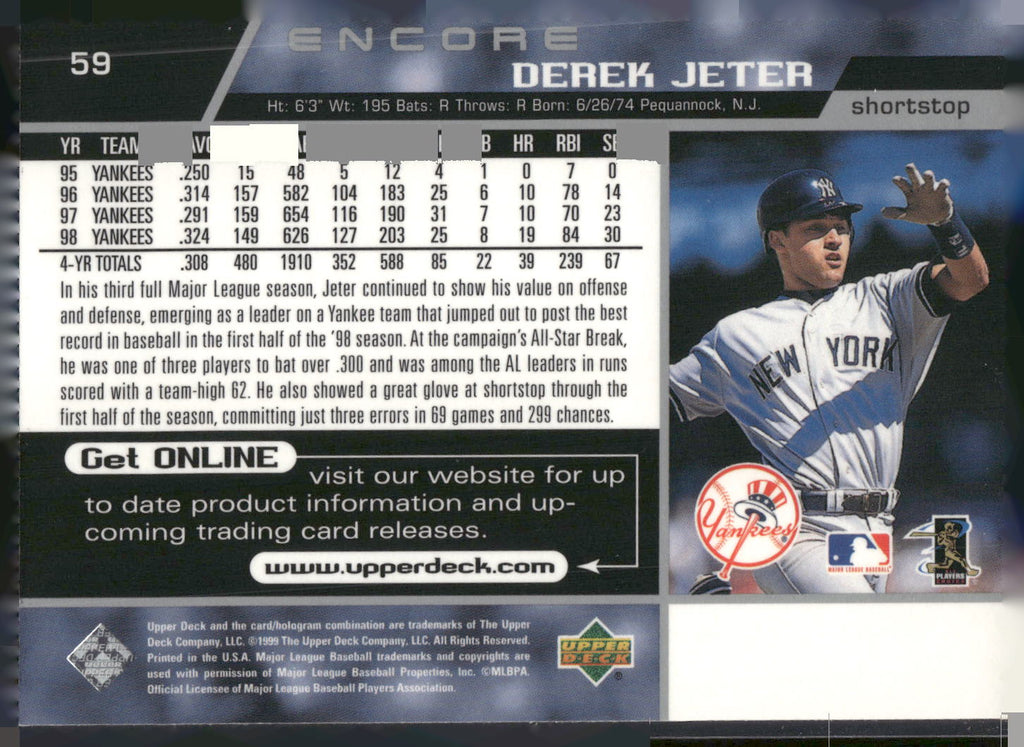 1999 Upper Deck Encore #59 Derek Jeter