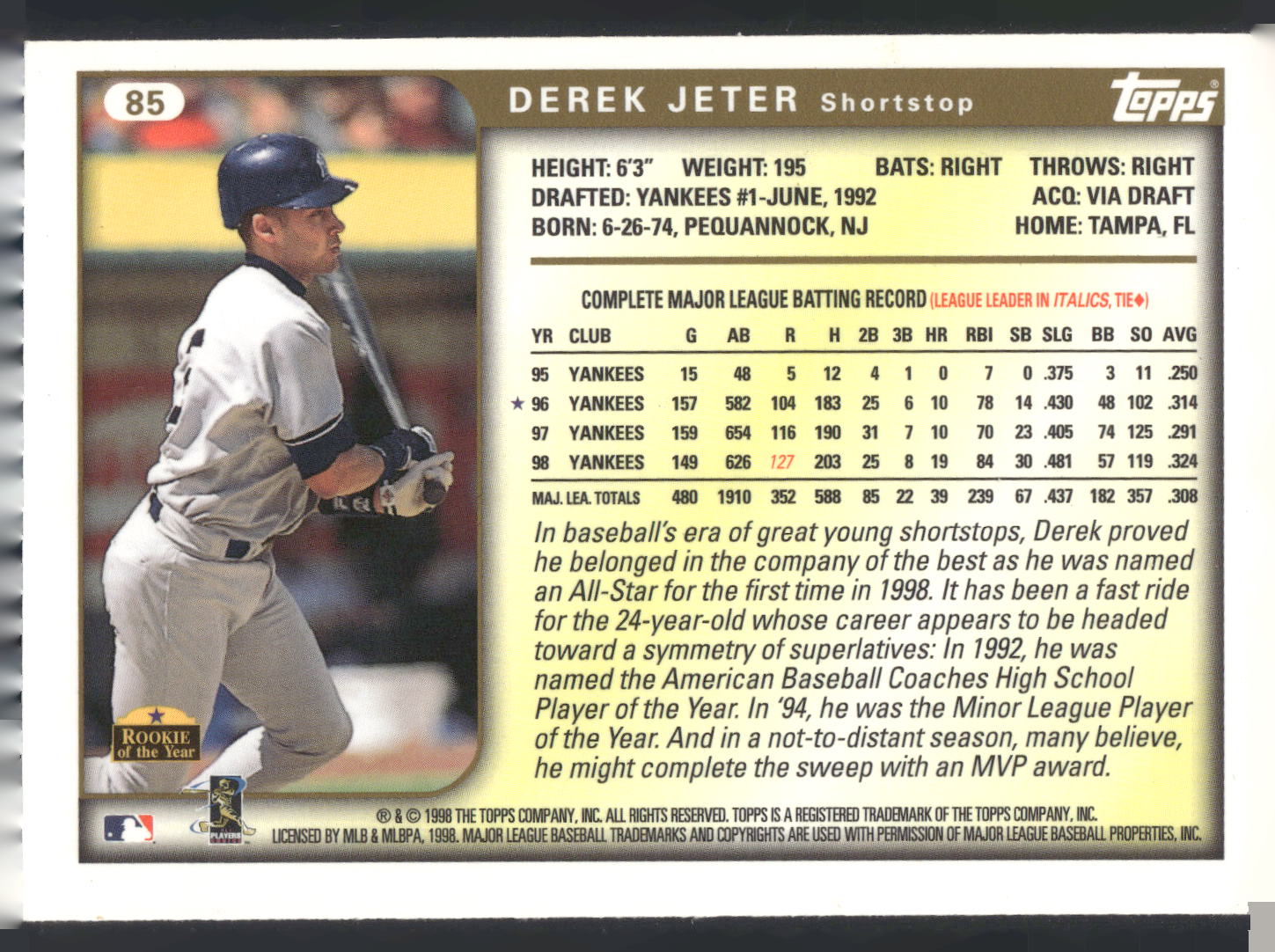 1999 Topps #85 Derek Jeter