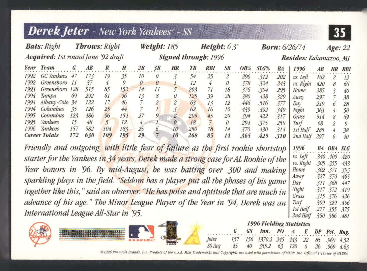 1997 Score #35 Derek Jeter
