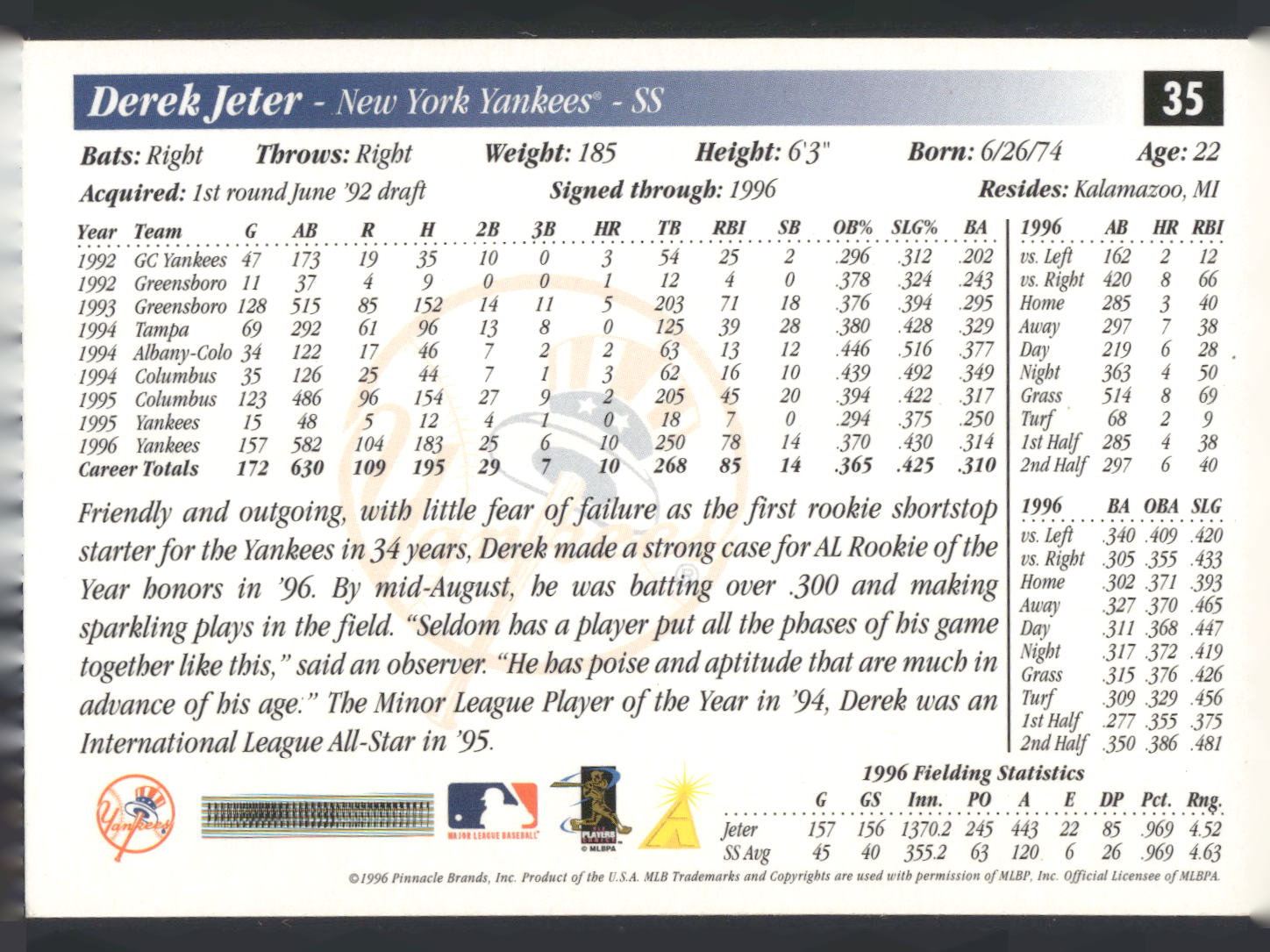1997 Score #35 Derek Jeter