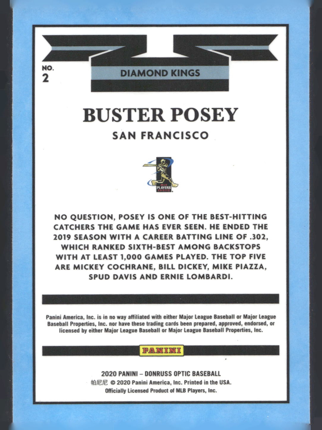 2020 Donruss Optic #2 Buster Posey