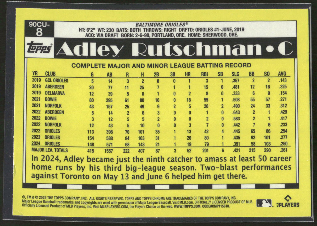 2025 Topps Chrome Update #90CU-8 Adley Rutschman Refractors