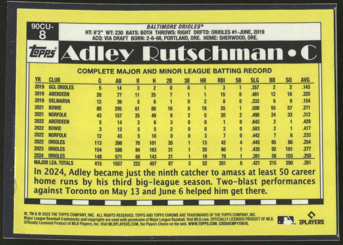 2025 Topps Chrome Update #90CU-8 Adley Rutschman Refractors