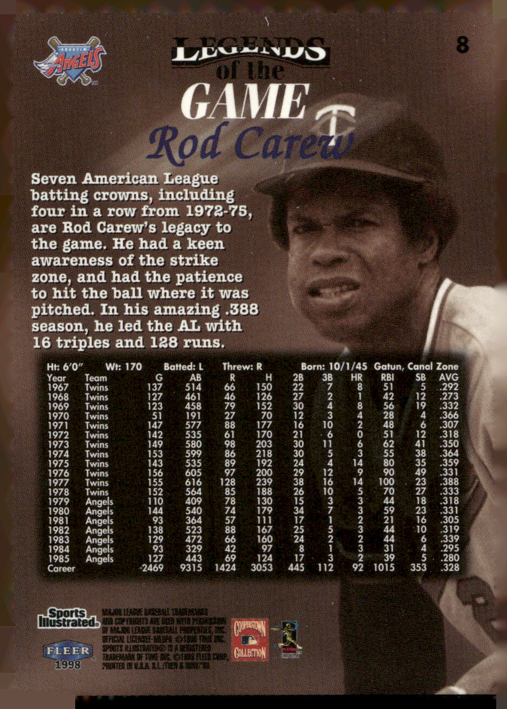 1998 Sports Illustrated Then and Now #8 Rod Carew