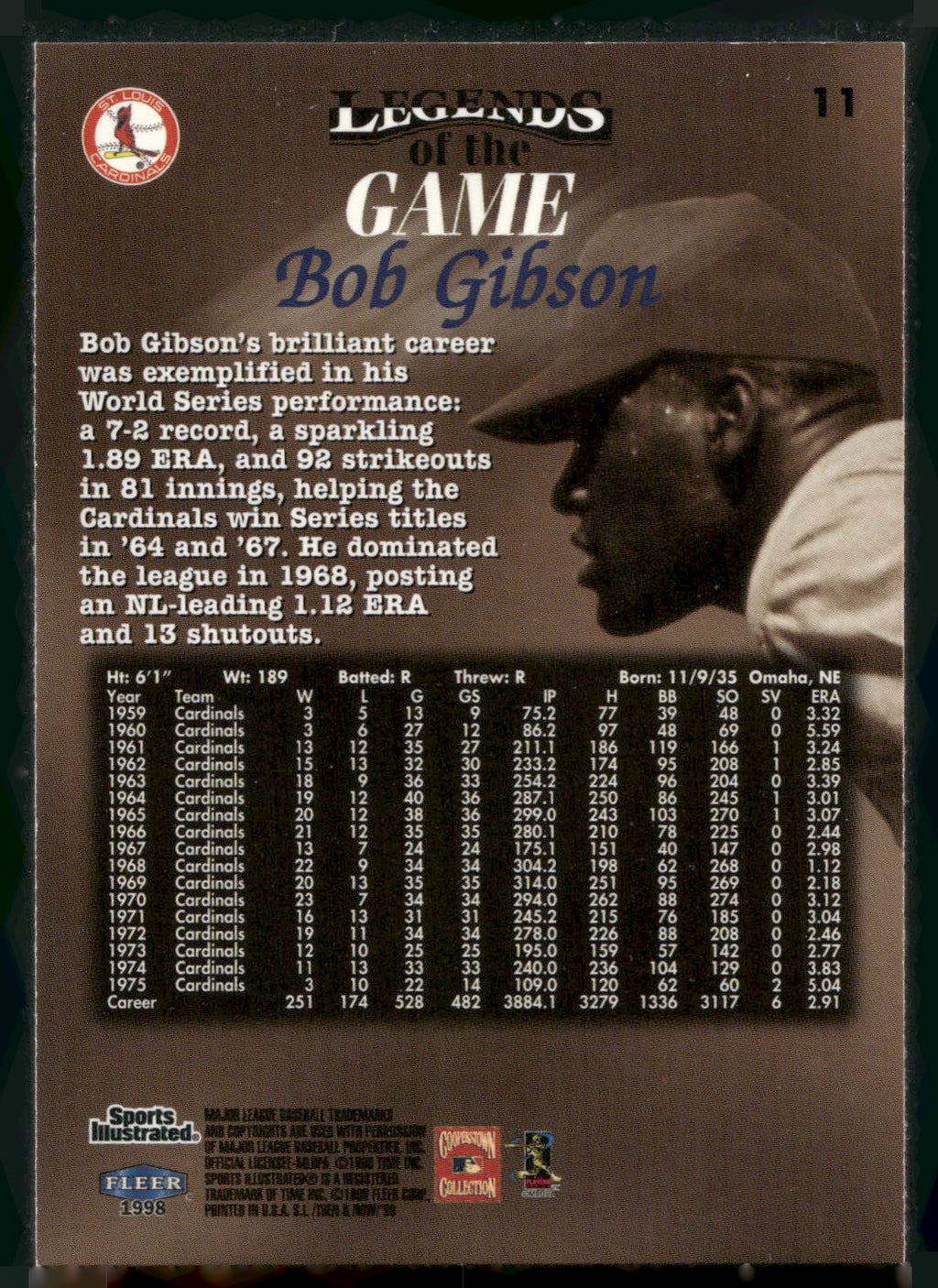 1998 Sports Illustrated Then and Now #11 Bob Gibson