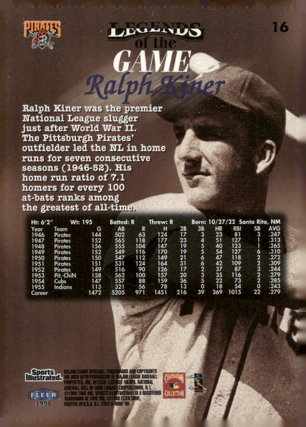 1998 Sports Illustrated Then and Now #16 Ralph Kiner