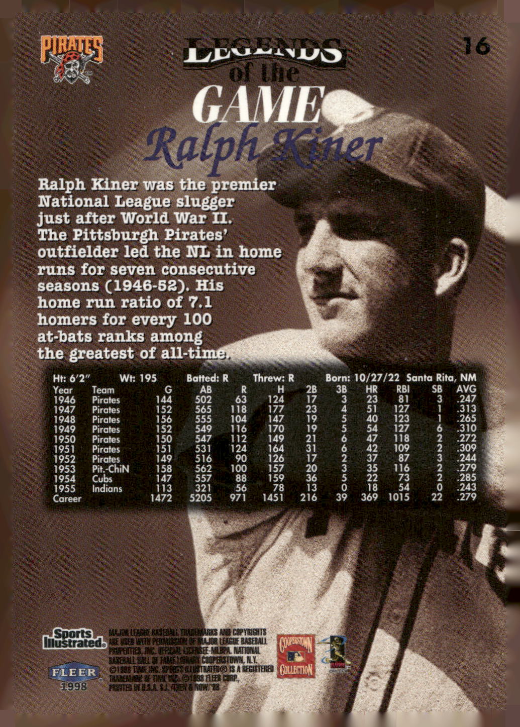 1998 Sports Illustrated Then and Now #16 Ralph Kiner