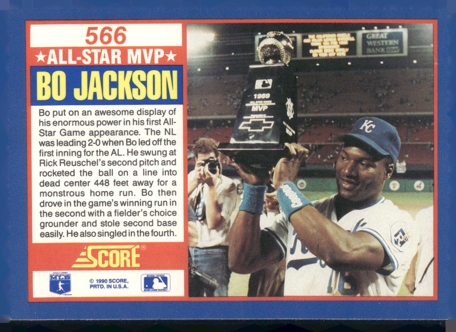 1990 Score #566 Bo Jackson