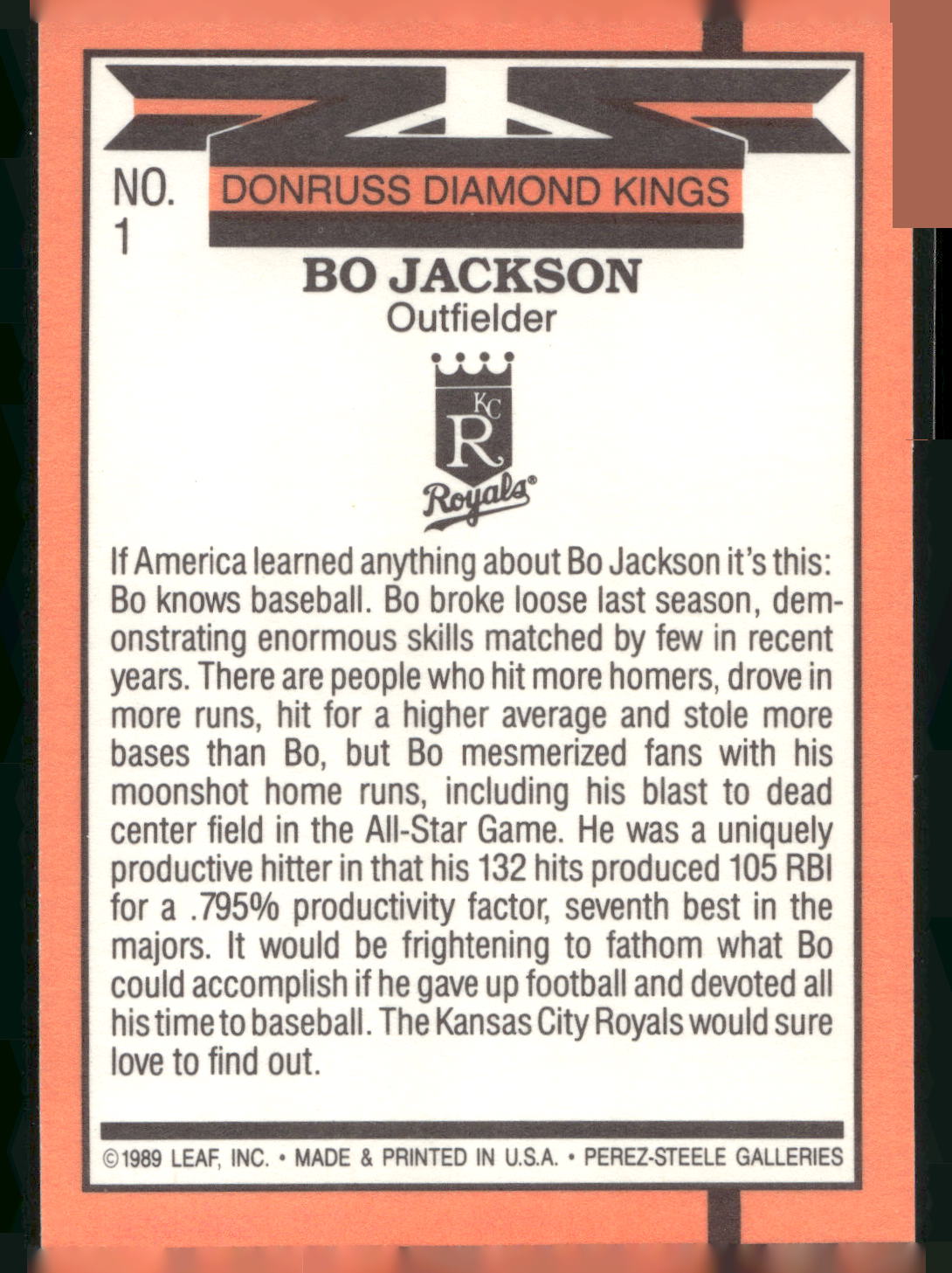 1990 Donruss #1 Bo Jackson