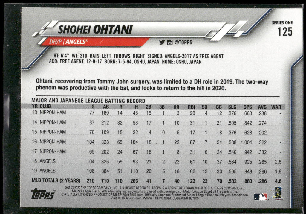 2020 Topps #125 Shohei Ohtani