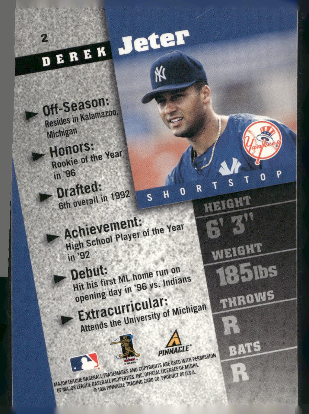 1998 Pinnacle Inside #2 Derek Jeter
