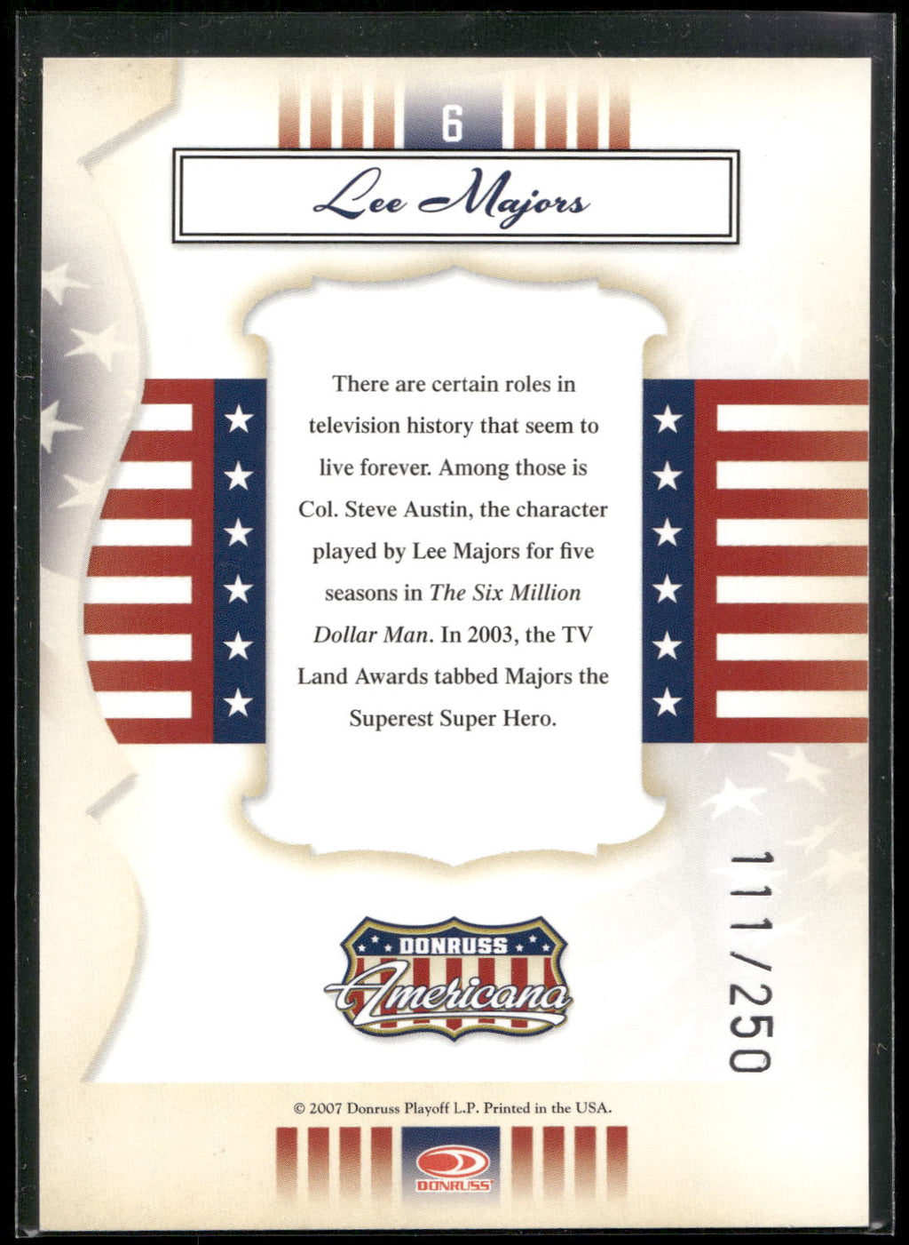 2007 Donruss Americana - Silver Proofs #6 Lee Majors