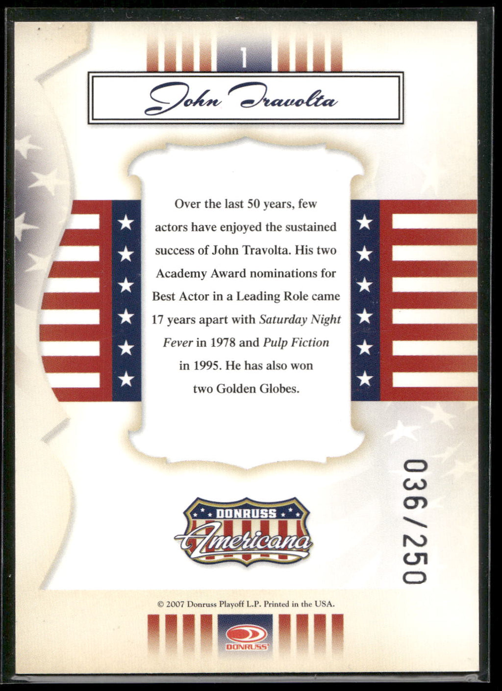 2007 Donruss Americana - Silver Proofs #1 John Travolta