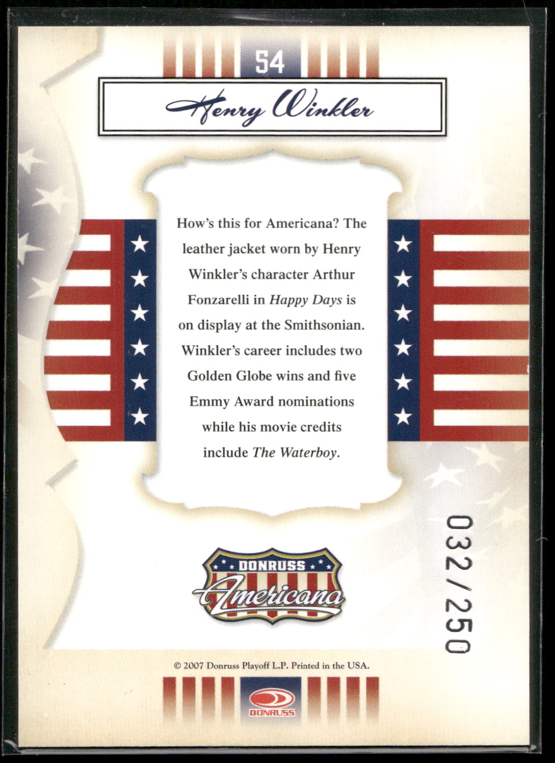 2007 Donruss Americana #54 Henry Winkler Silver Proofs Retail