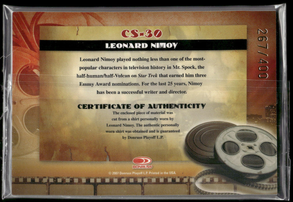 2007 Donruss Americana #CS-30 Leonard Nimoy Cinema Stars Material